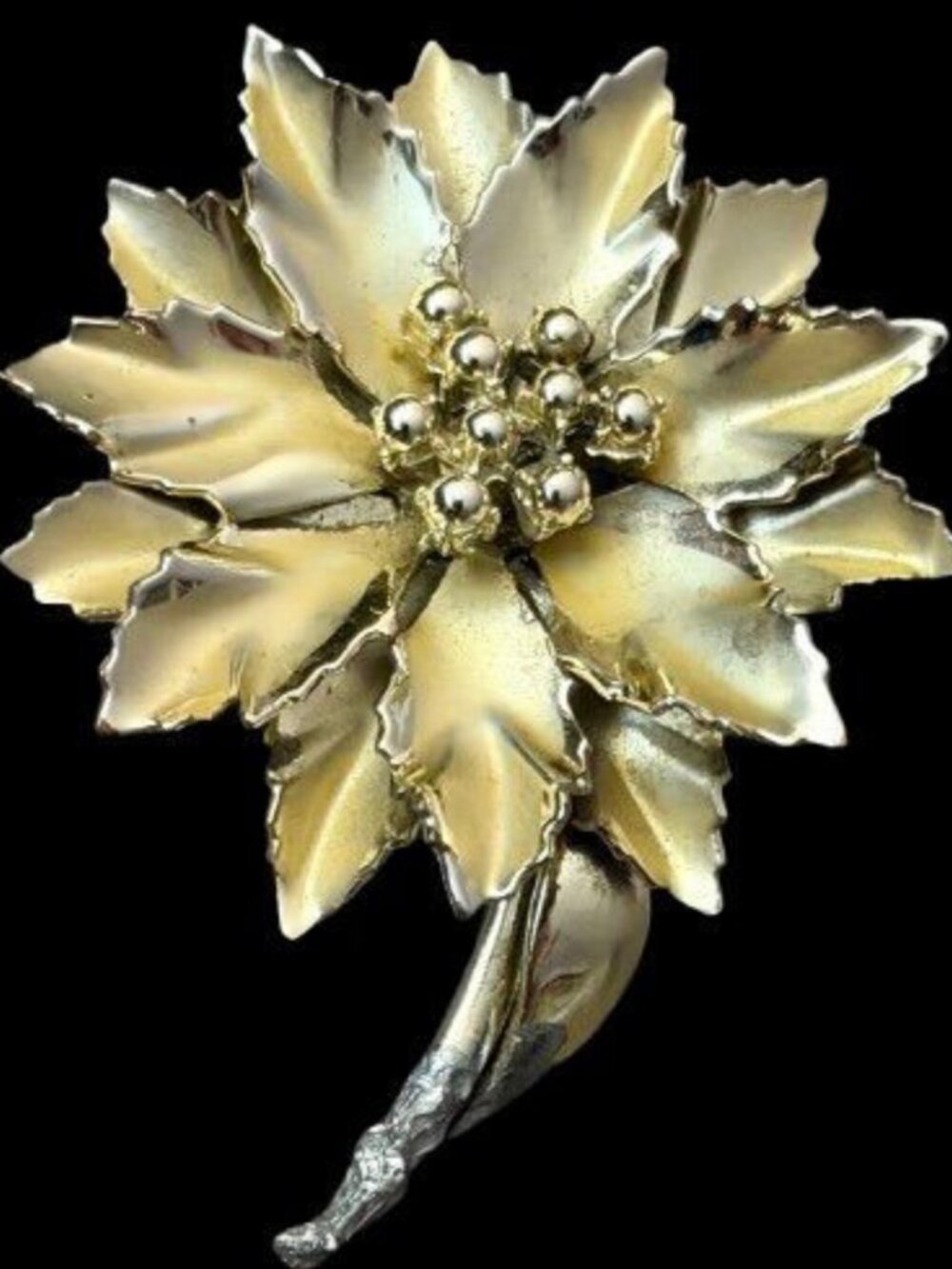 Coro Gold Tone Stemmed Flower Brooch